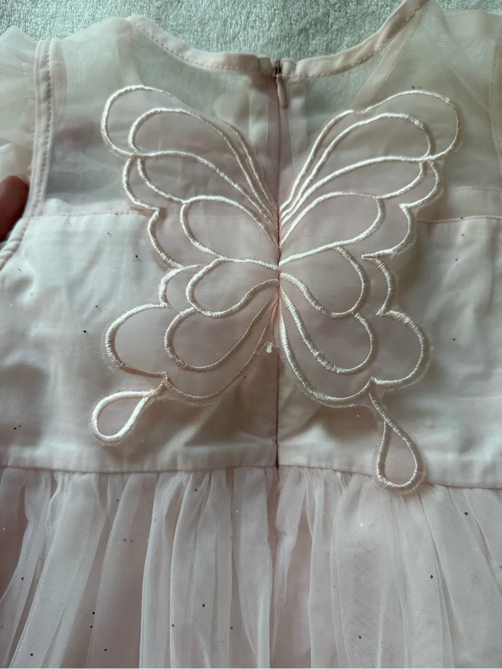 Girls Light Pink Tulle Party Dress with Bows size 5T